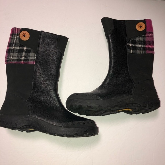 KEEN kids derby leather plaid boots size 4 - Picture 2 of 6